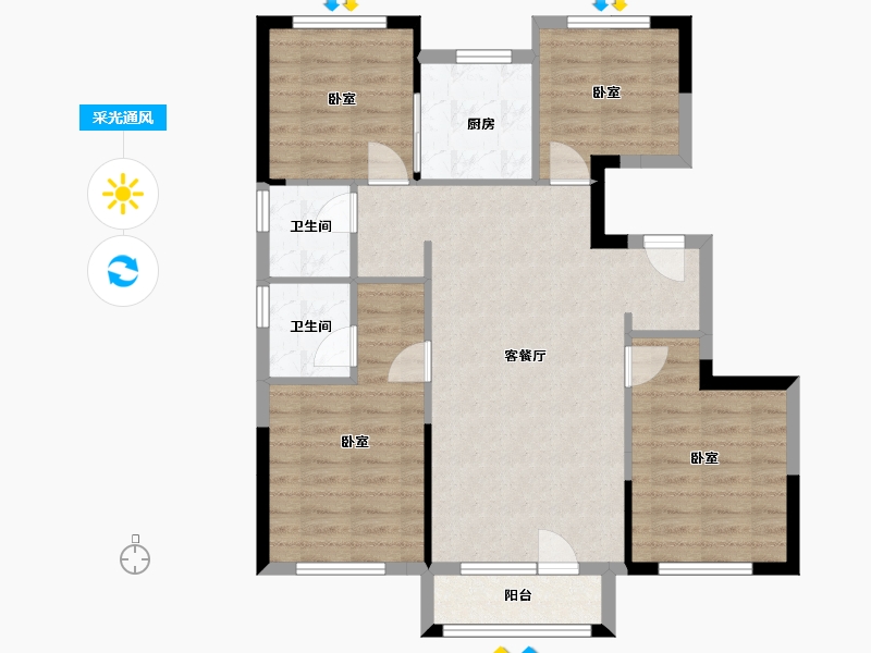 辽宁省-沈阳市-孔雀城新京学府-86.48-户型库-采光通风