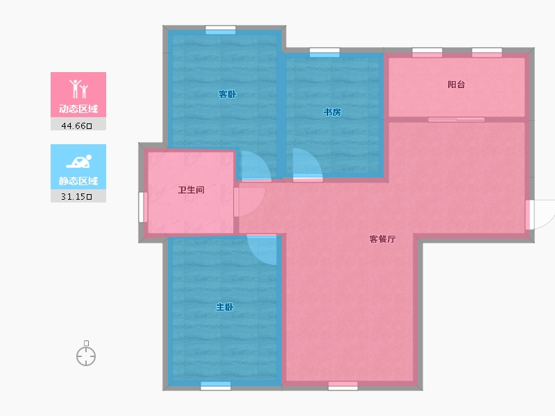 辽宁省-大连市-金科理想城-67.62-户型库-动静分区