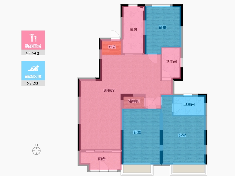 辽宁省-沈阳市-沈抚恒大养生谷-108.92-户型库-动静分区