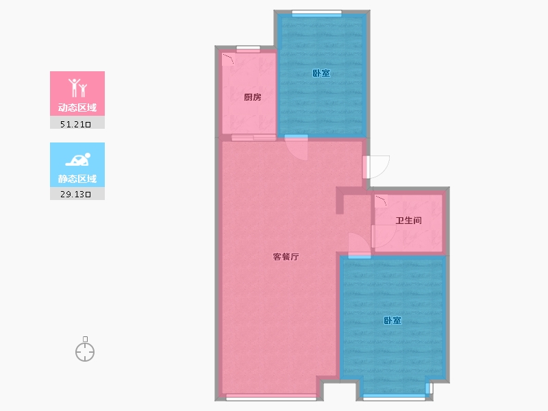 内蒙古自治区-呼和浩特市-陶然巷-72.08-户型库-动静分区