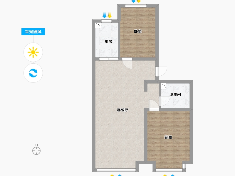 内蒙古自治区-呼和浩特市-陶然巷-72.08-户型库-采光通风