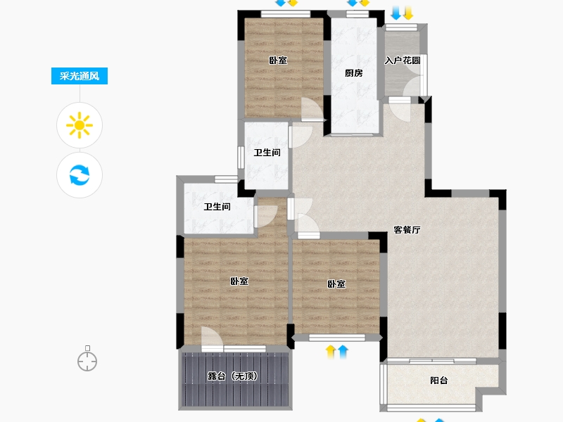 辽宁省-沈阳市-沈抚恒大养生谷-107.91-户型库-采光通风