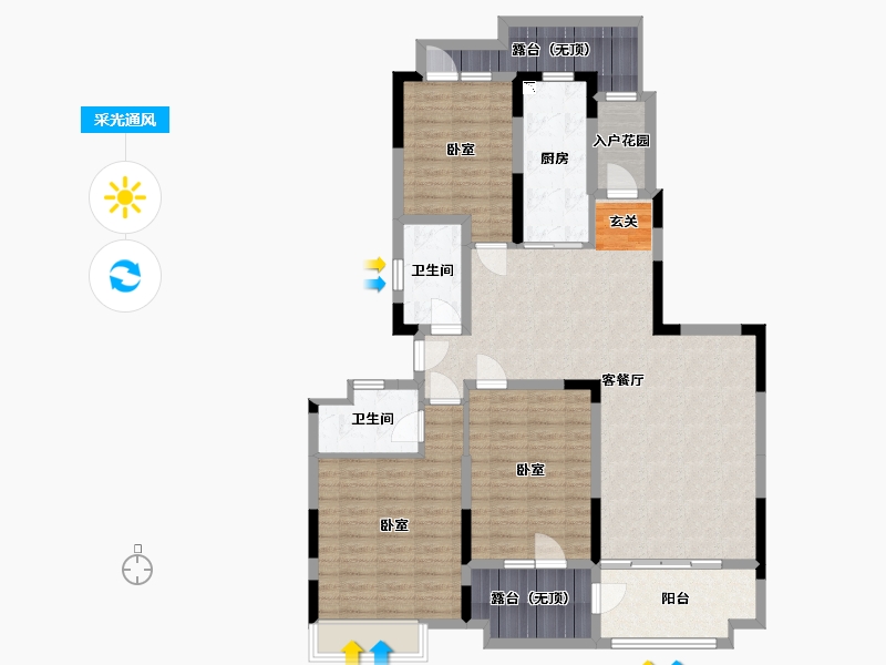 辽宁省-沈阳市-沈抚恒大养生谷-118.12-户型库-采光通风