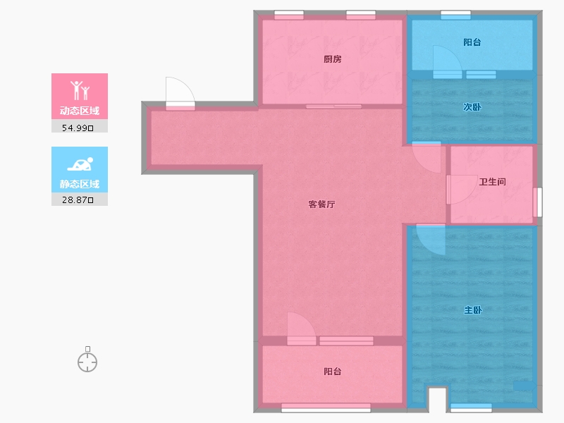 辽宁省-沈阳市-阳光城未来悦-74.63-户型库-动静分区