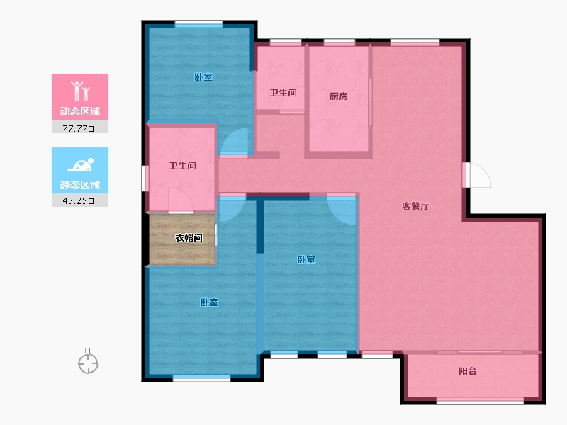 内蒙古自治区-包头市-澜湖·璞园-115.14-户型库-动静分区