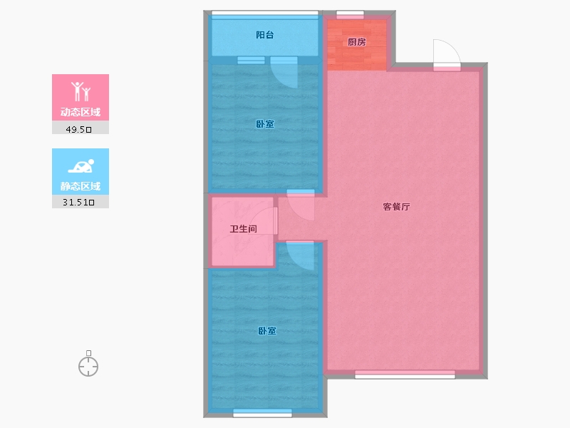 内蒙古自治区-通辽市-逸美华庭·岚郡-73.03-户型库-动静分区