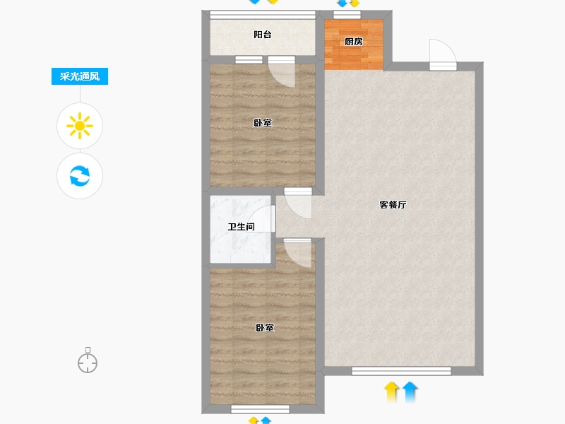 内蒙古自治区-通辽市-逸美华庭·岚郡-73.03-户型库-采光通风