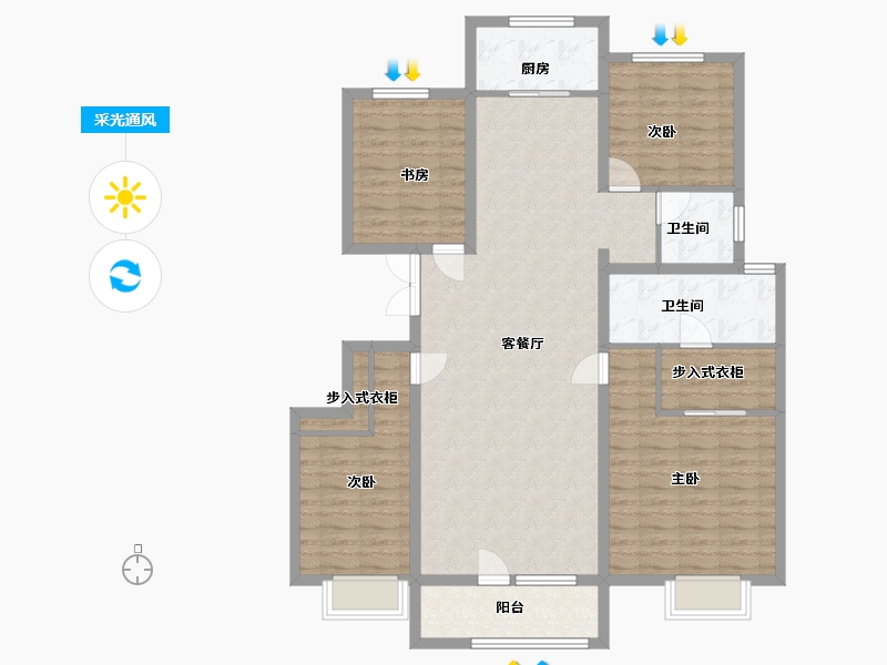 河北省-廊坊市-北辰香麓-121.60-户型库-采光通风