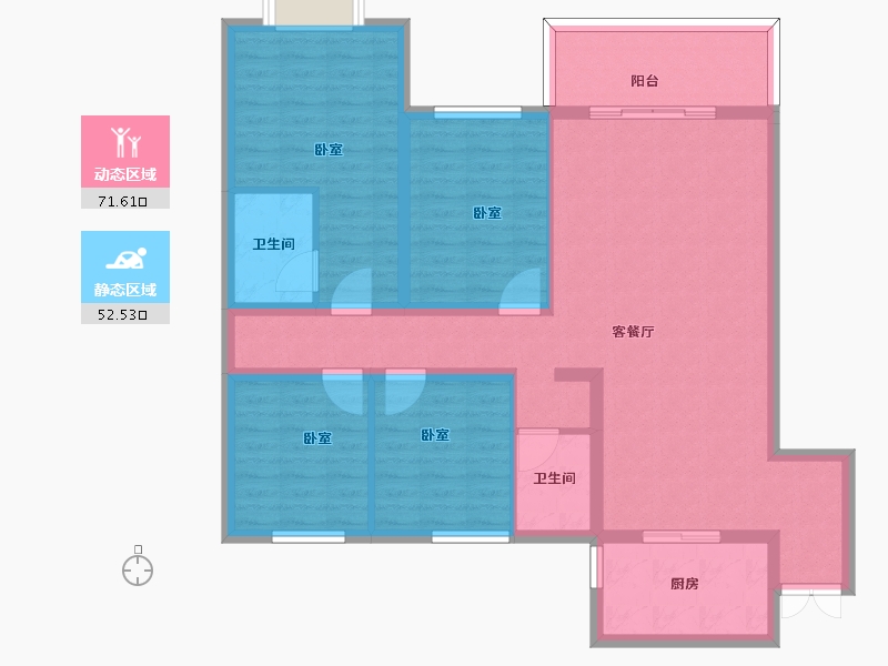 贵州省-安顺市-银城双城-111.18-户型库-动静分区