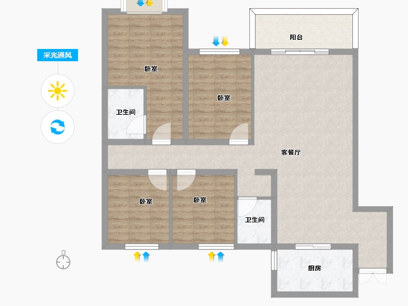 贵州省-安顺市-银城双城-111.18-户型库-采光通风