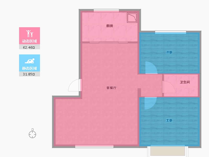 内蒙古自治区-呼和浩特市-盛世名筑二期-86.00-户型库-动静分区