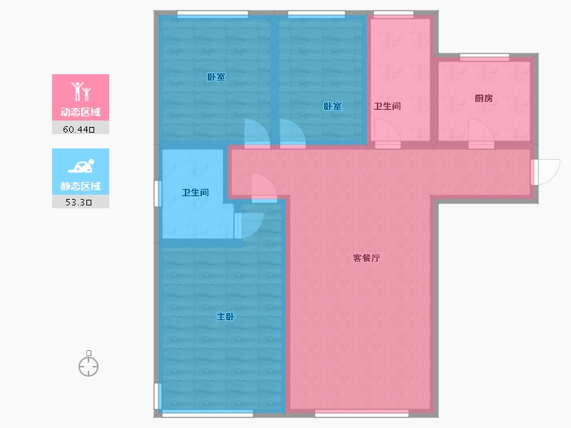 辽宁省-大连市-万科誉澜道-101.34-户型库-动静分区