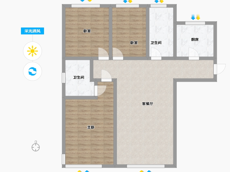 辽宁省-大连市-万科誉澜道-101.34-户型库-采光通风