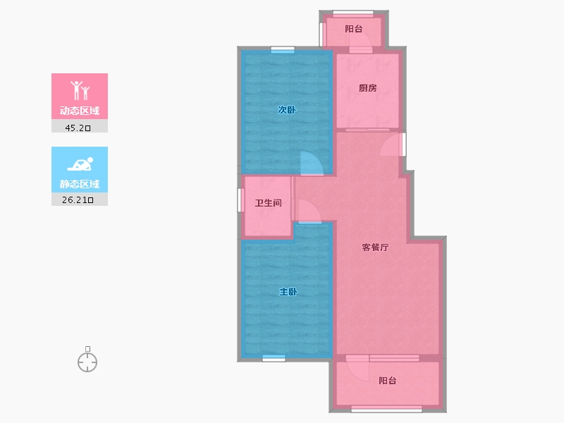 辽宁省-沈阳市-富禹依云蓝湾-63.04-户型库-动静分区