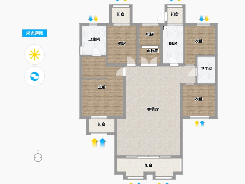 河北省-廊坊市-鸿坤理想城-133.30-户型库-采光通风