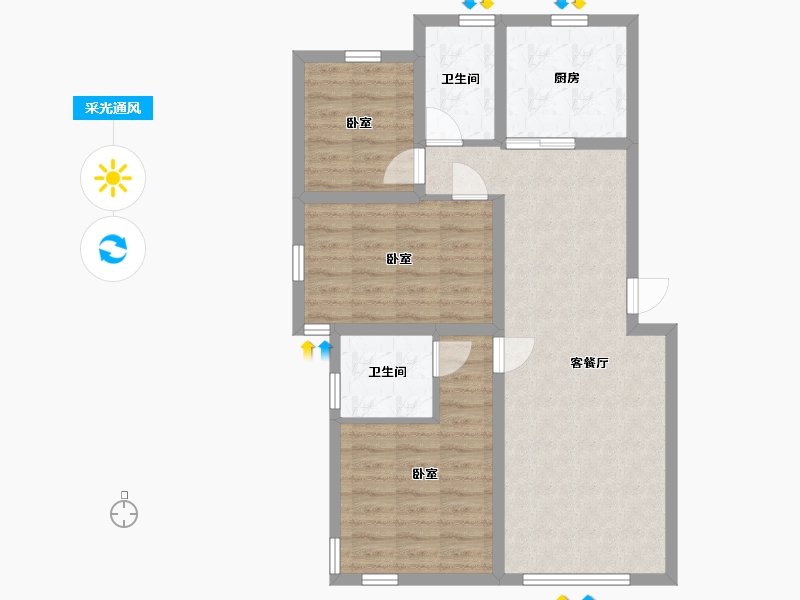 辽宁省-沈阳市-中海半山华府-78.67-户型库-采光通风