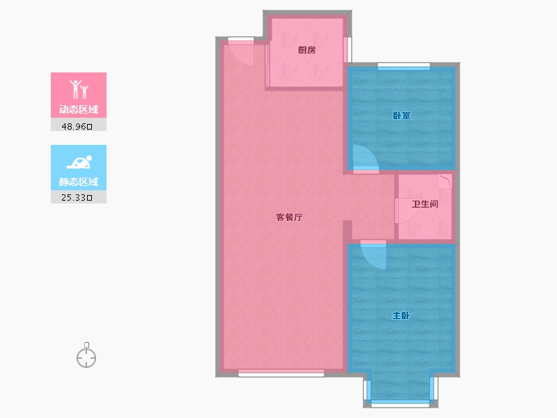 内蒙古自治区-呼和浩特市-陶然巷-66.46-户型库-动静分区