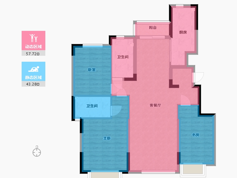 辽宁省-沈阳市-沈抚恒大养生谷-90.01-户型库-动静分区