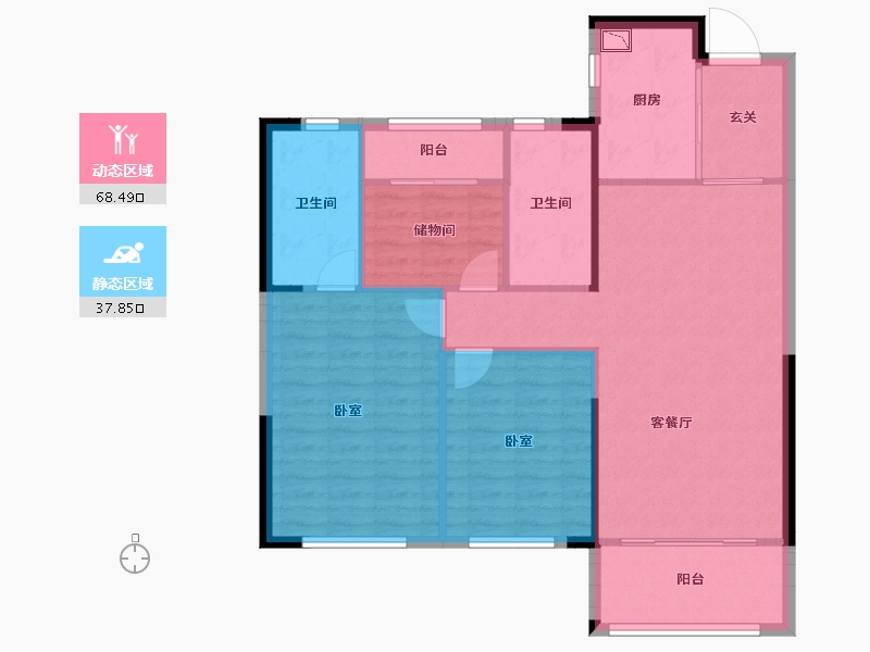 辽宁省-沈阳市-华润置地|新凯旋-96.77-户型库-动静分区