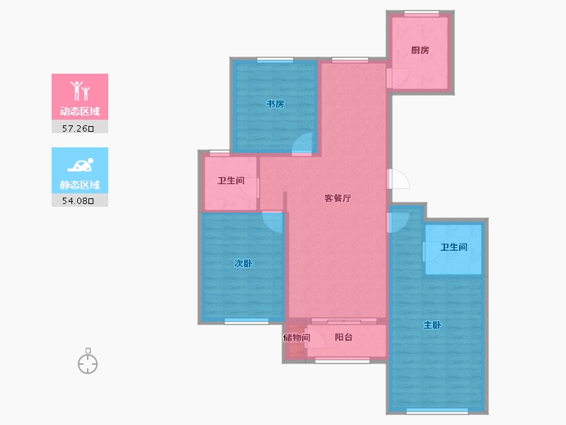 内蒙古自治区-呼和浩特市-富贵国际-99.74-户型库-动静分区