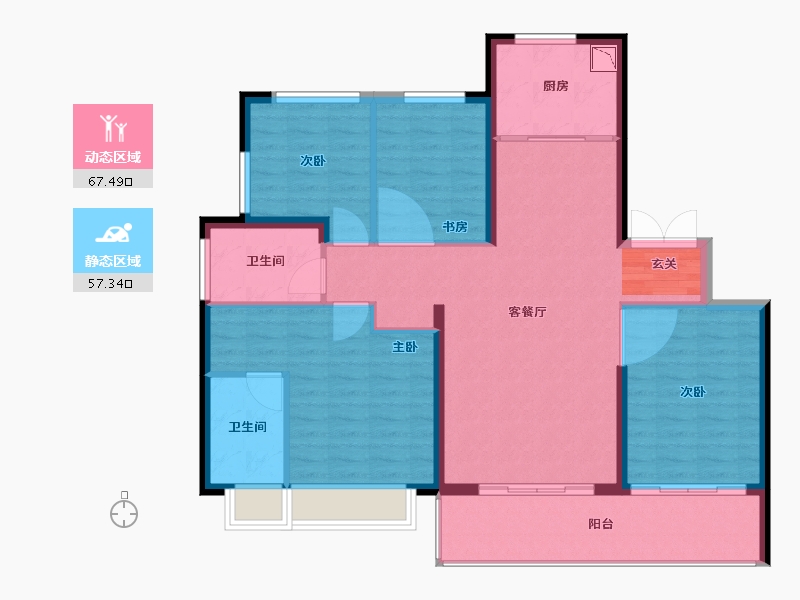 陕西省-西安市-金地中央公园-113.58-户型库-动静分区