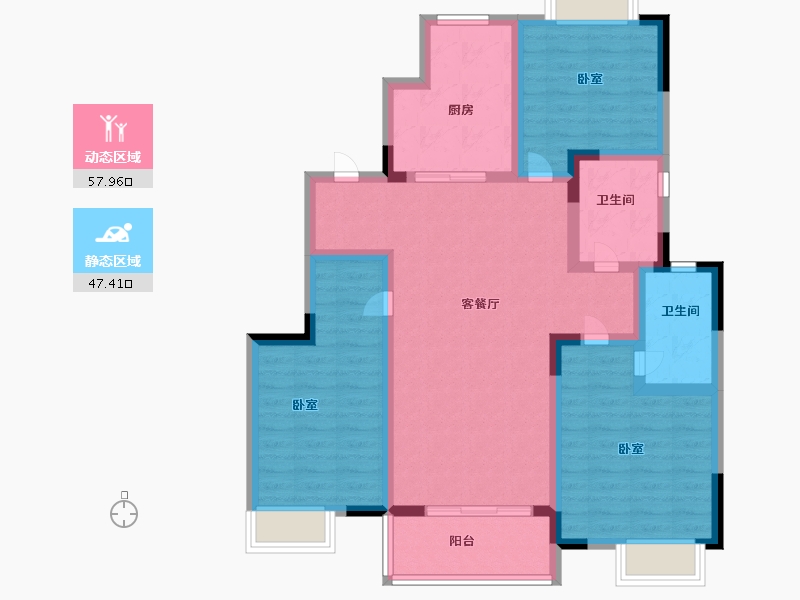 江苏省-无锡市-信义山水嘉庭-93.00-户型库-动静分区