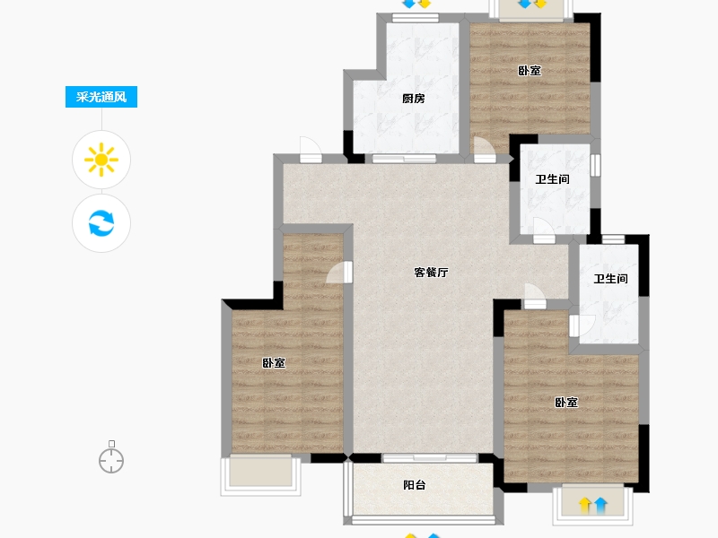 江苏省-无锡市-信义山水嘉庭-93.00-户型库-采光通风