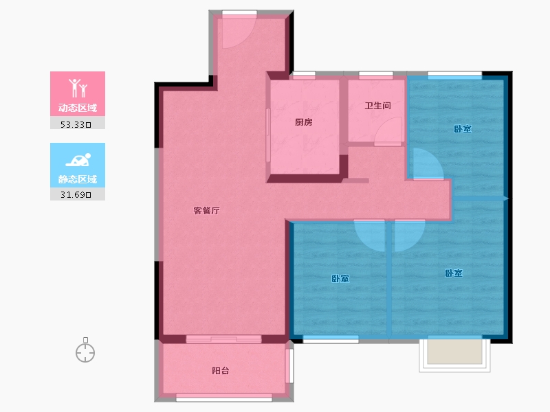 江苏省-南京市-银城孔雀城·荟见未来-76.10-户型库-动静分区