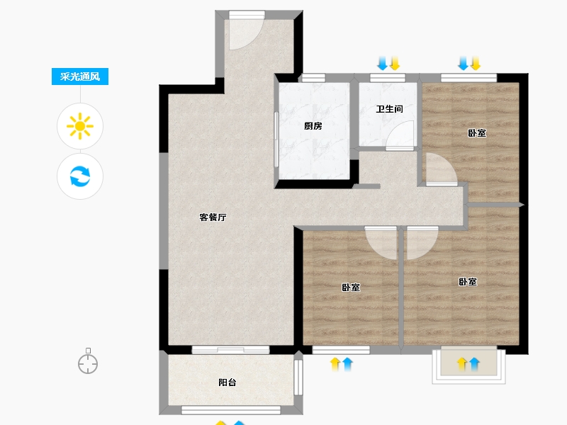 江苏省-南京市-银城孔雀城·荟见未来-76.10-户型库-采光通风