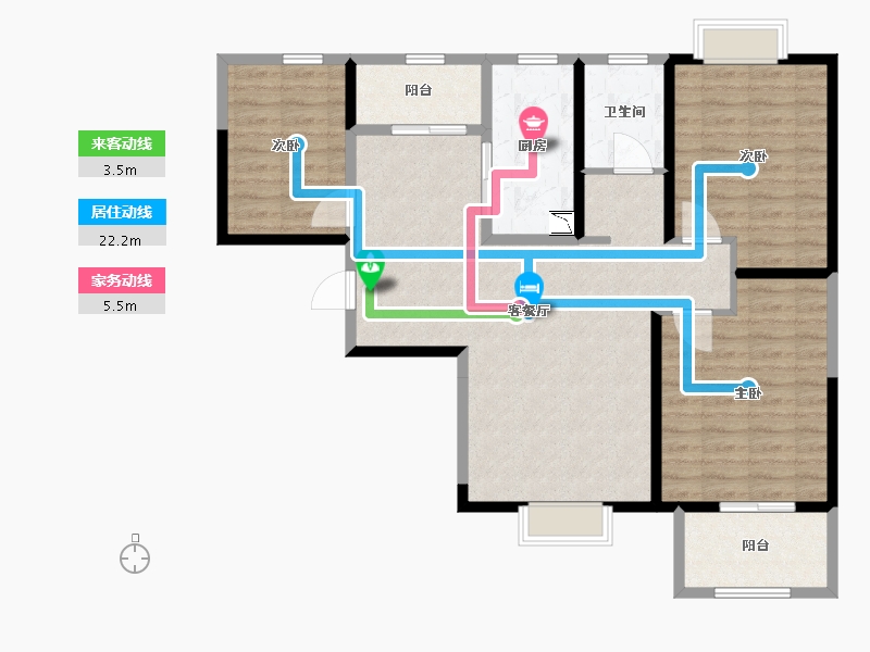 陕西省-西安市-星雨华府-88.99-户型库-动静线