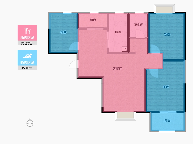 陕西省-西安市-星雨华府-88.99-户型库-动静分区