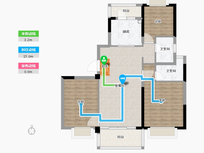 云南省-昆明市-碧桂园东园-90.55-户型库-动静线