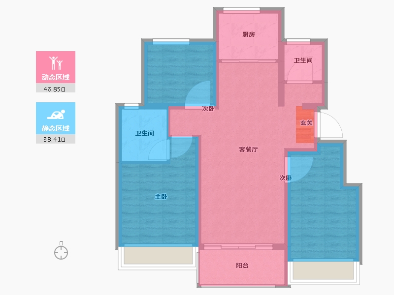 江苏省-南京市-云溪璟园-76.03-户型库-动静分区