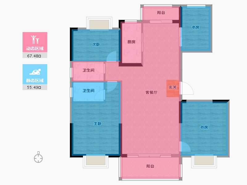 云南省-昆明市-碧桂园东园-111.11-户型库-动静分区