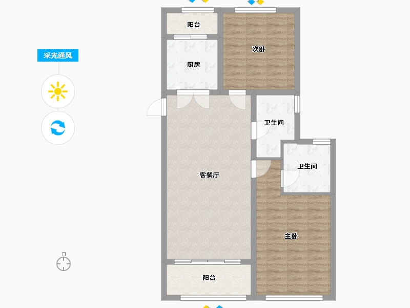 黑龙江省-哈尔滨市-君豪新城-85.30-户型库-采光通风