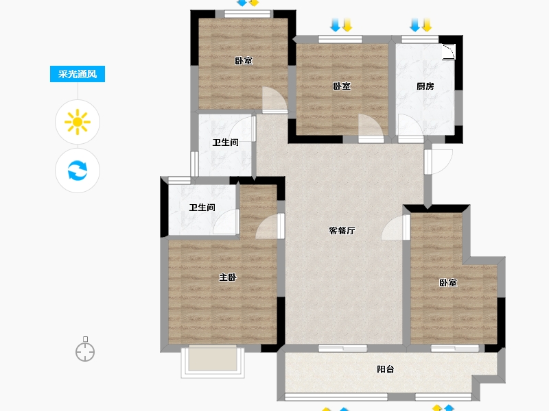 安徽省-宿州市-宿州绿地城际空间站-93.00-户型库-采光通风