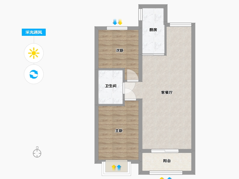 黑龙江省-哈尔滨市-汇龙·拾光里-58.82-户型库-采光通风