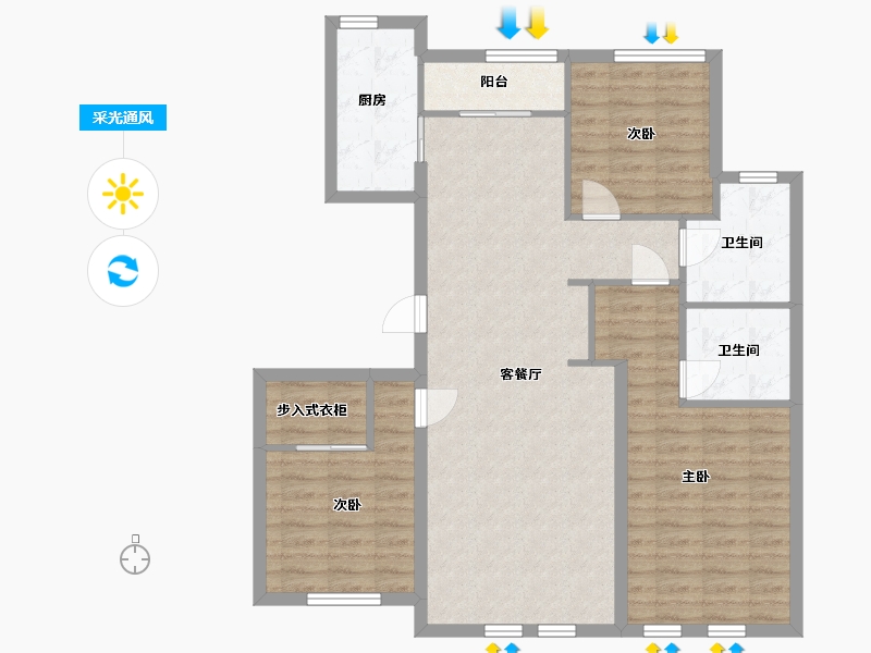 黑龙江省-哈尔滨市-君豪新城-97.60-户型库-采光通风