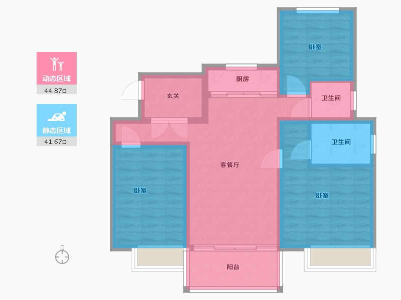 陕西省-渭南市-富平龙记檀府-76.62-户型库-动静分区