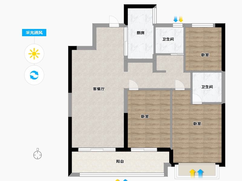 江苏省-无锡市-绿城凤起和鸣-89.99-户型库-采光通风