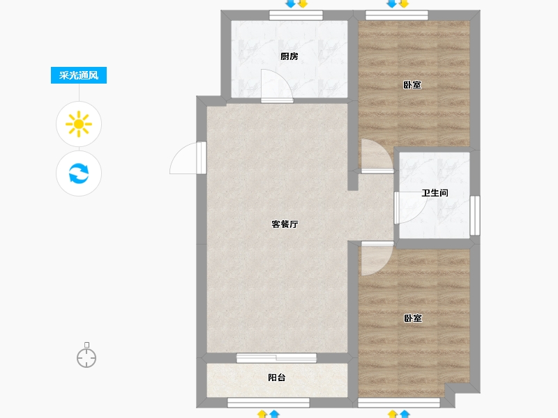 辽宁省-大连市-鹿港小镇-55.20-户型库-采光通风