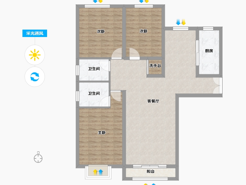 陕西省-榆林市-常乐紫庭-98.33-户型库-采光通风