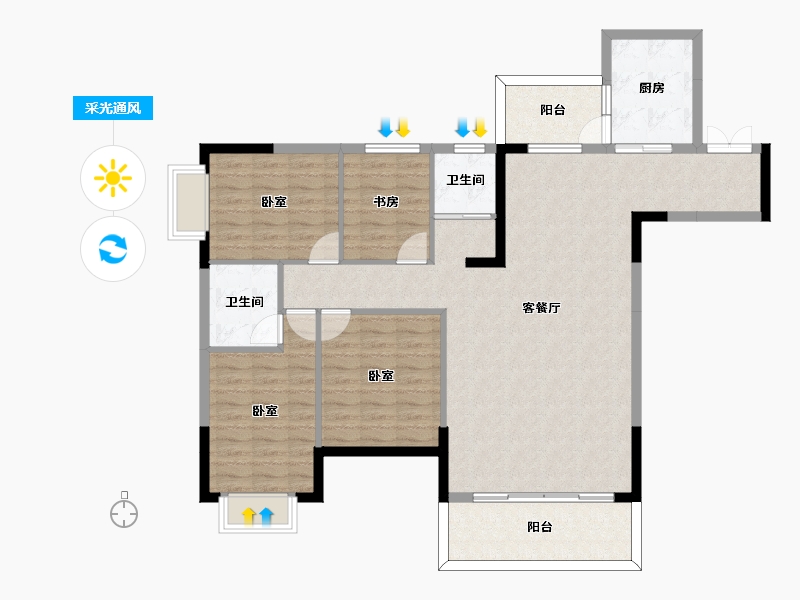 贵州省-安顺市-安顺东城里-116.56-户型库-采光通风