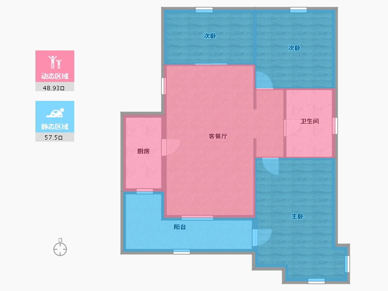 天津-天津市-卓达太阳城-96.83-户型库-动静分区