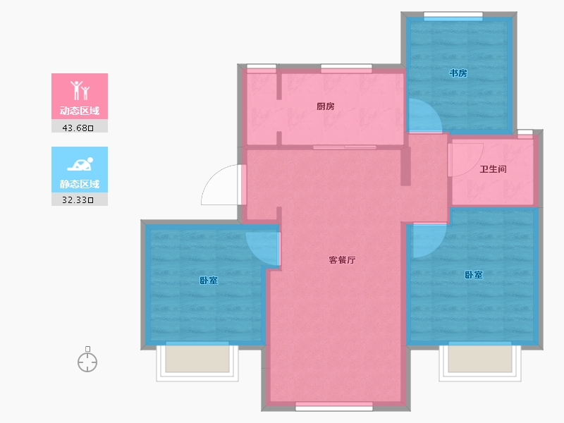 辽宁省-大连市-万科翡翠四季住宅-68.00-户型库-动静分区