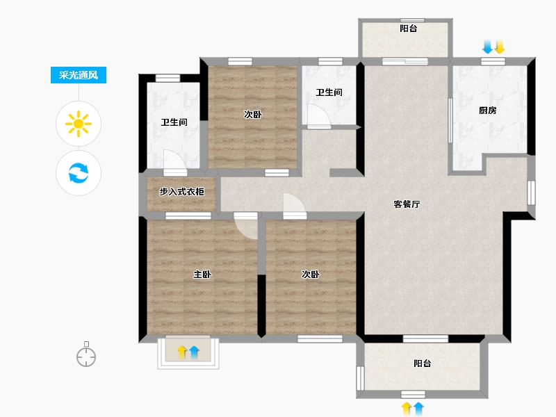 河南省-商丘市-绿地城5区-100.00-户型库-采光通风