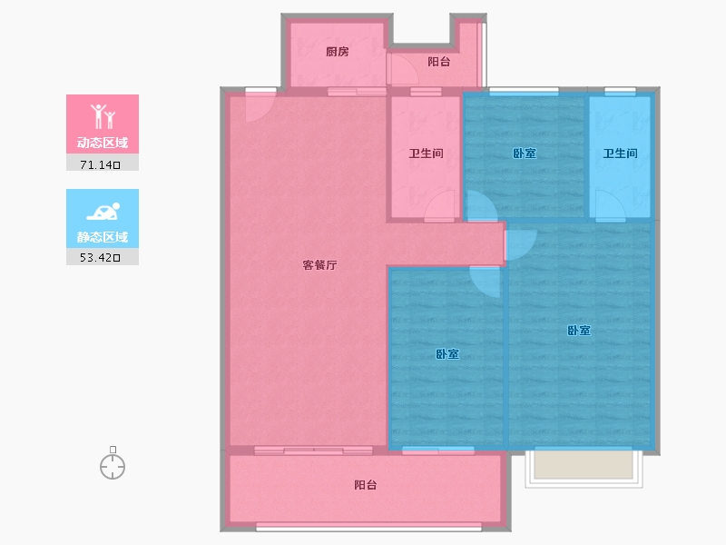 贵州省-遵义市-龙泉壹号-114.50-户型库-动静分区