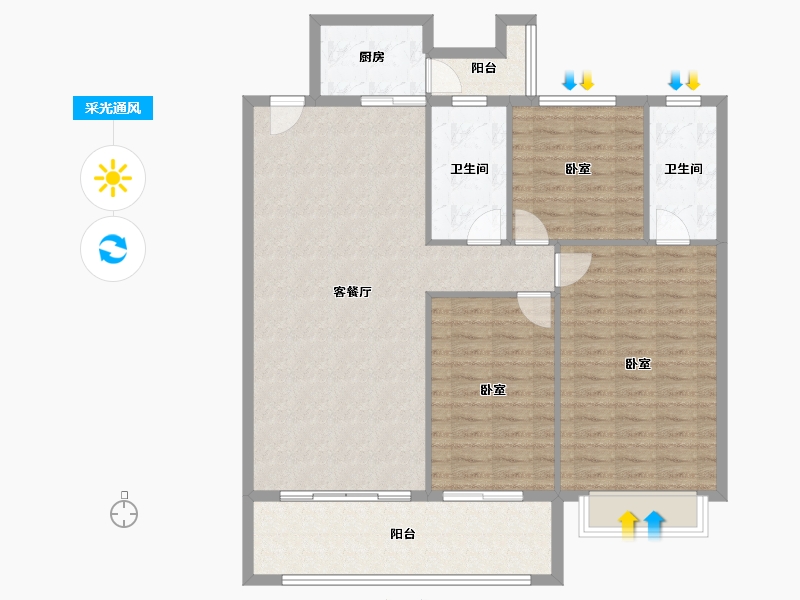 贵州省-遵义市-龙泉壹号-114.50-户型库-采光通风