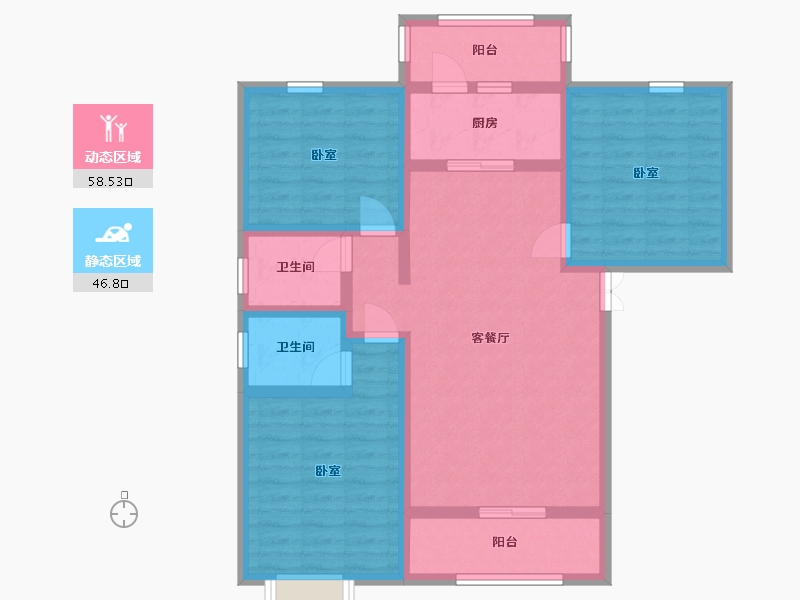 陕西省-西安市-亿科江山悦-92.89-户型库-动静分区