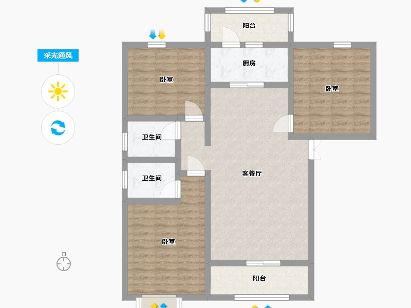 陕西省-西安市-亿科江山悦-92.89-户型库-采光通风